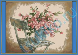 Roses on White Chair